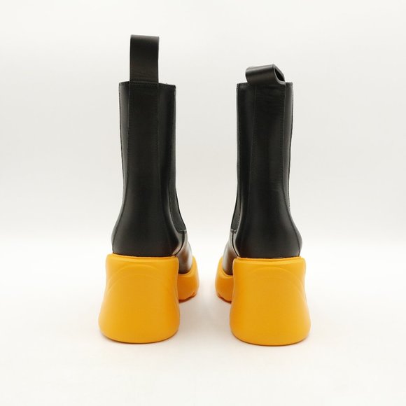 Bottega Veneta Flash Ankle Boot Military Calf Black-Tangerine - Picture 3 of 16